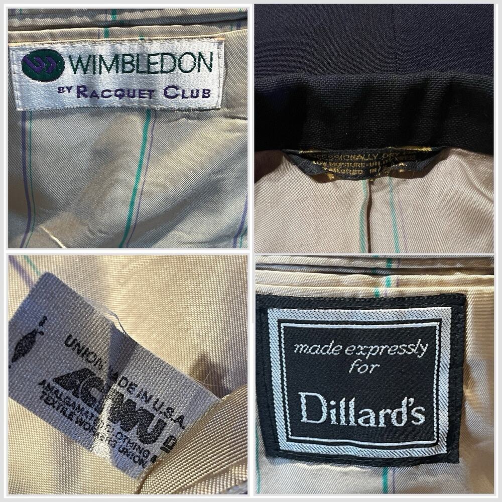 Vtg Wimbledon by Racquet Club 40R Black Gold Tone Buttons Patch Pockets Blazer - Picture 15 of 15